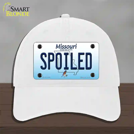 Spoiled Missouri Novelty License Plate Hat Unconstructed Cotton / White