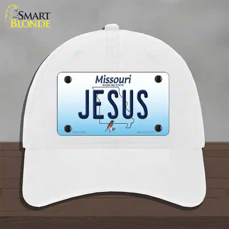 Jesus Missouri Novelty License Plate Hat Unconstructed Cotton / White