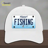 Fishing Missouri Novelty License Plate Hat Unconstructed Cotton / White