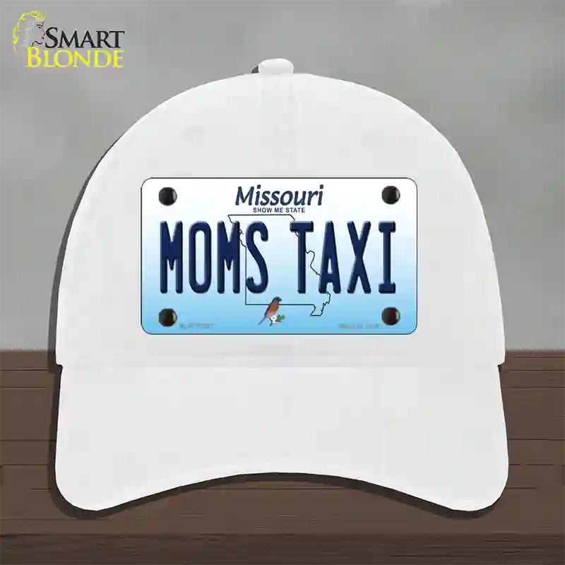 Moms Taxi Missouri Novelty License Plate Hat Unconstructed Cotton / White