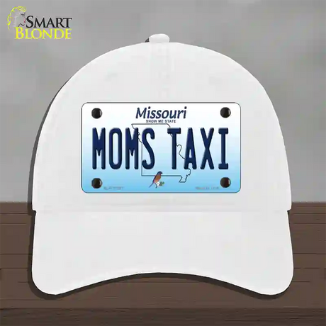 Moms Taxi Missouri Novelty License Plate Hat Unconstructed Cotton / White