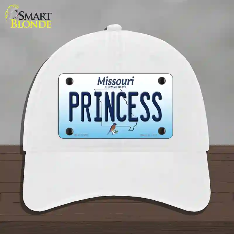 Princess Missouri Novelty License Plate Hat Unconstructed Cotton / White