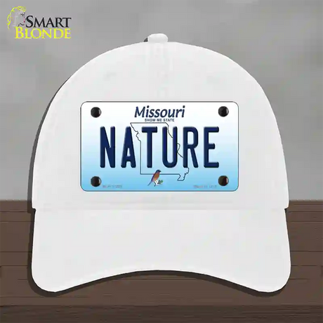 Nature Missouri Novelty License Plate Hat Unconstructed Cotton / White