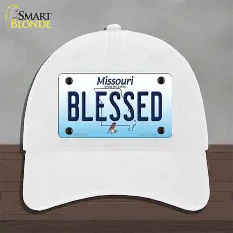 Blessed Missouri Novelty License Plate Hat Unconstructed Cotton / White