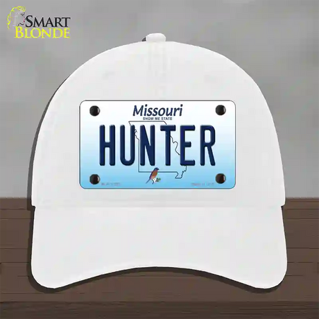 Hunter Missouri Novelty License Plate Hat Unconstructed Cotton / White