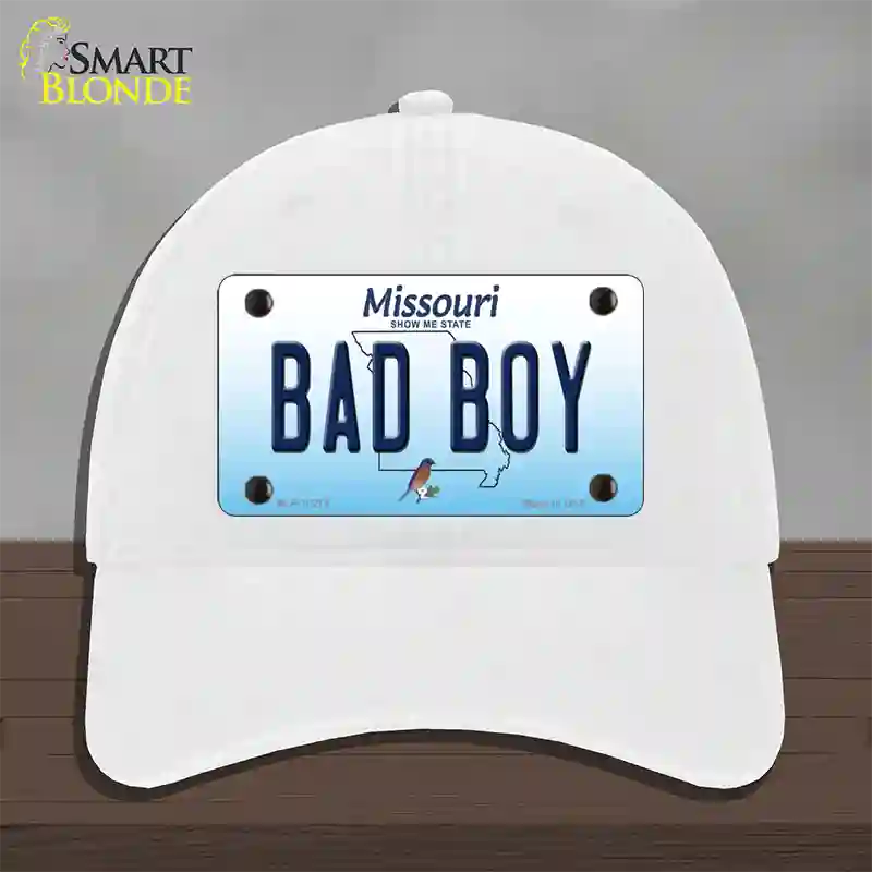 Bad Boy Missouri Novelty License Plate Hat Unconstructed Cotton / White