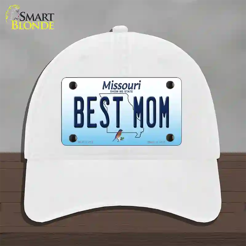 Best Mom Missouri Novelty License Plate Hat Unconstructed Cotton / White