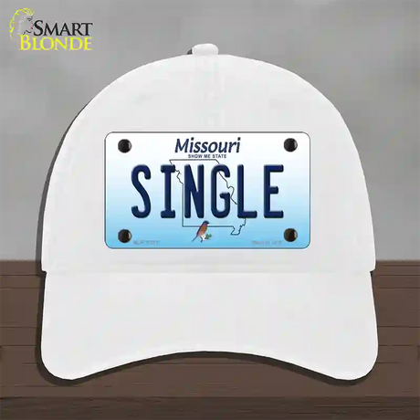 Single Missouri Novelty License Plate Hat Unconstructed Cotton / White