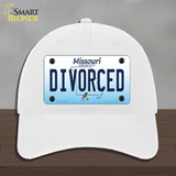 Divorced Missouri Novelty License Plate Hat Unconstructed Cotton / White