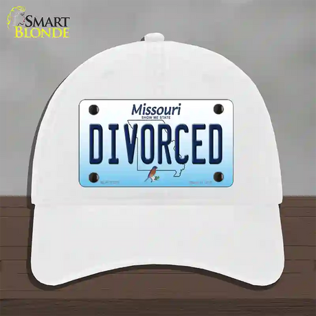 Divorced Missouri Novelty License Plate Hat Unconstructed Cotton / White