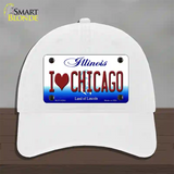 I Love Chicago Illinois Novelty License Plate Hat Unconstructed Cotton / White