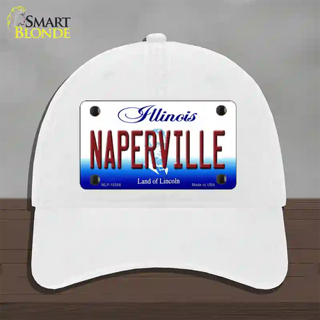 Naperville Illinois Novelty License Plate Hat Unconstructed Cotton / White