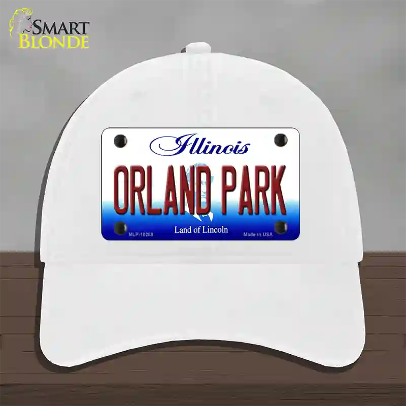 Orland Park Illinois Novelty License Plate Hat Unconstructed Cotton / White