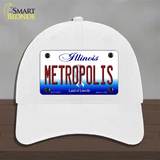 Metropolis Illinois Novelty License Plate Hat Unconstructed Cotton / White