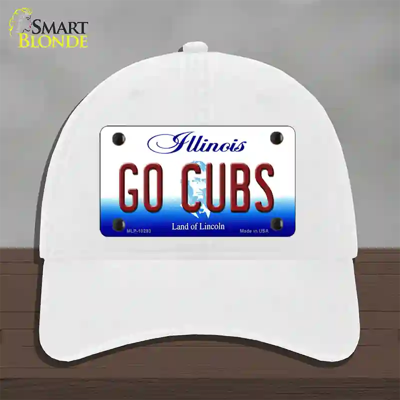 Go Cubs Illinois Novelty License Plate Hat Unconstructed Cotton / White