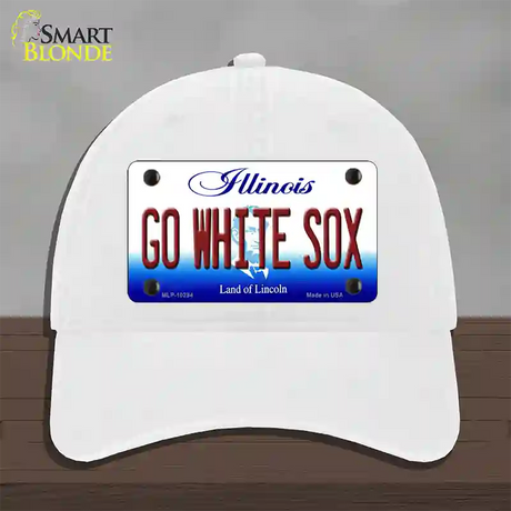 Go White Sox Illinois Novelty License Plate Hat Unconstructed Cotton / White