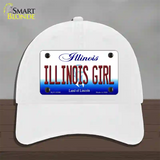 Illinois Girl Illinois Novelty License Plate Hat Unconstructed Cotton / White