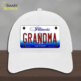 Grandma Illinois Novelty License Plate Hat Unconstructed Cotton / White