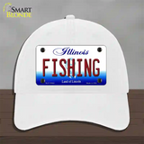 Fishing Illinois Novelty License Plate Hat Unconstructed Cotton / White