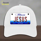 Jesus Illinois Novelty License Plate Hat Unconstructed Cotton / White