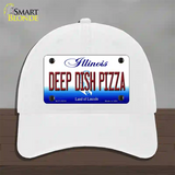 Deep Dish Pizza Illinois Novelty License Plate Hat Unconstructed Cotton / White