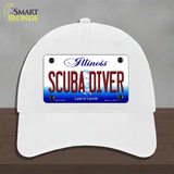 Scuba Diver Illinois Novelty License Plate Hat Unconstructed Cotton / White