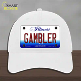 Gambler Illinois Novelty License Plate Hat Unconstructed Cotton / White