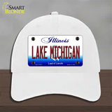 Lake Michigan Illinois Novelty License Plate Hat Unconstructed Cotton / White