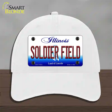 Soldier Field Illinois Novelty License Plate Hat Unconstructed Cotton / White