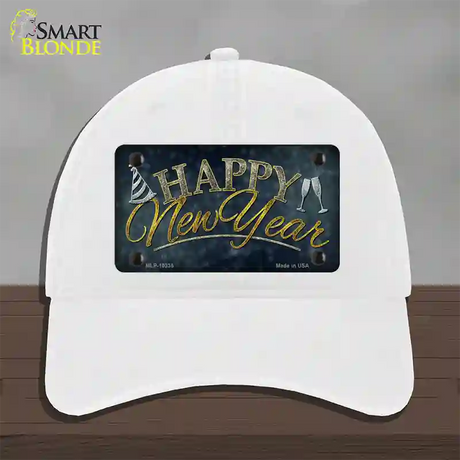 Happy New Year Novelty License Plate Hat Unconstructed Cotton / White