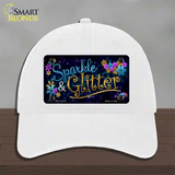 Sparkle And Glitter Novelty License Plate Hat Unconstructed Cotton / White