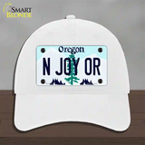 N Joy OR Oregon Novelty License Plate Hat Unconstructed Cotton / White