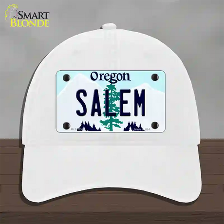 Salem Oregon Novelty License Plate Hat Unconstructed Cotton / White