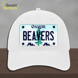 Beavers Oregon Novelty License Plate Hat Unconstructed Cotton / White