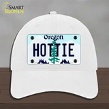 Hottie Oregon Novelty License Plate Hat Unconstructed Cotton / White