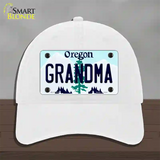 Grandma Oregon Novelty License Plate Hat Unconstructed Cotton / White