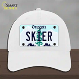 Skier Oregon Novelty License Plate Hat Unconstructed Cotton / White