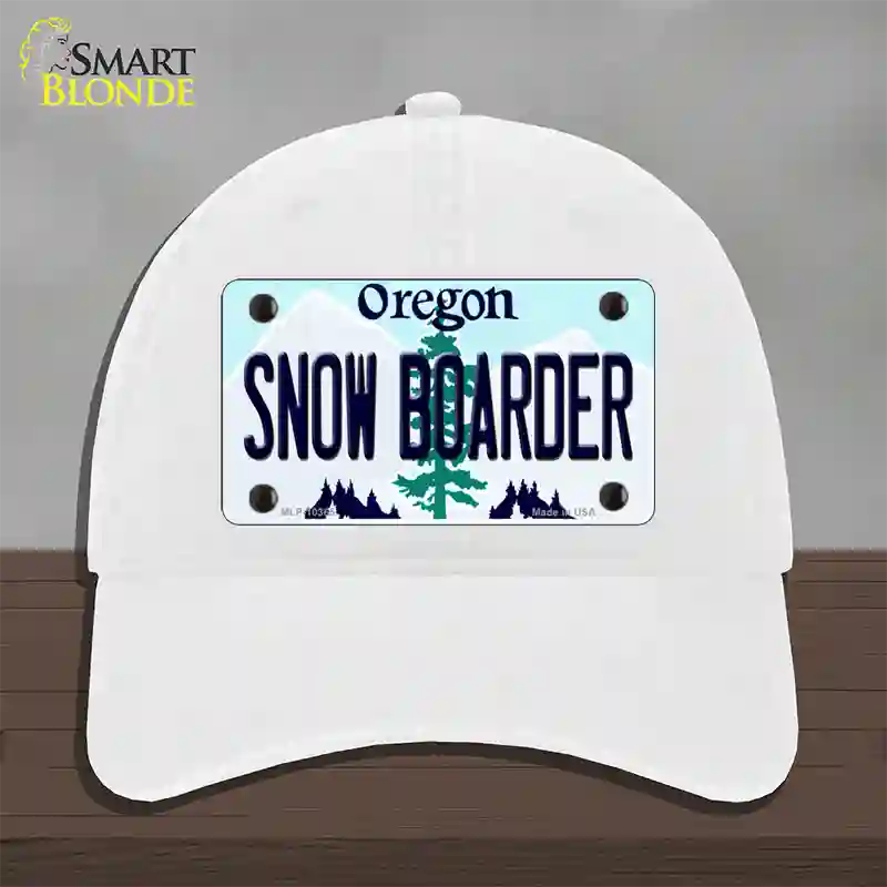 Snow Boarder Oregon Novelty License Plate Hat Unconstructed Cotton / White