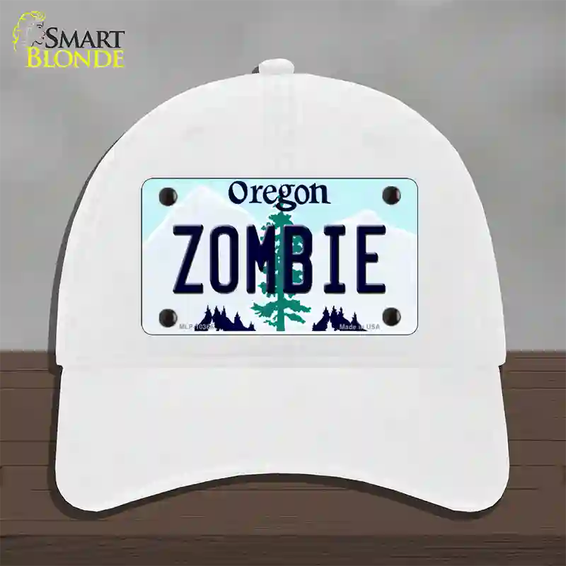 Zombie Oregon Novelty License Plate Hat Unconstructed Cotton / White