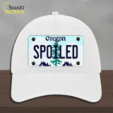 Spoiled Oregon Novelty License Plate Hat Unconstructed Cotton / White