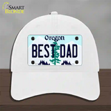 Best Dad Oregon Novelty License Plate Hat Unconstructed Cotton / White