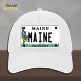 Maine Vacationland Novelty License Plate Hat Unconstructed Cotton / White