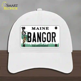 Bangor Maine Novelty License Plate Hat Unconstructed Cotton / White