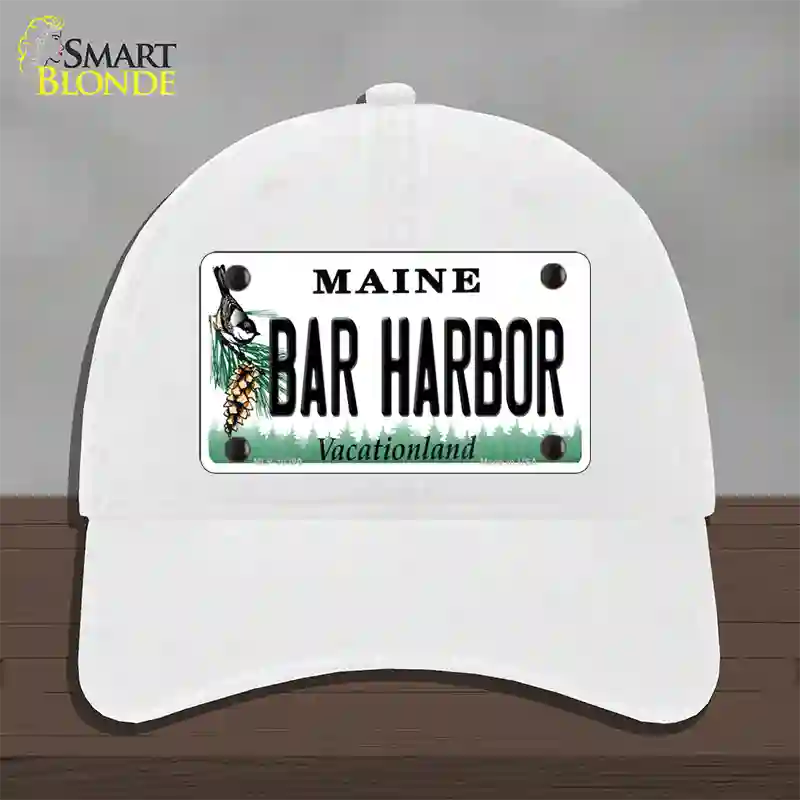 Bar Harbor Maine Novelty License Plate Hat Unconstructed Cotton / White