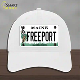 Freeport Maine Novelty License Plate Hat Unconstructed Cotton / White