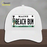 Beach Bum Maine Novelty License Plate Hat Unconstructed Cotton / White