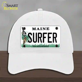 Surfer Maine Novelty License Plate Hat Unconstructed Cotton / White