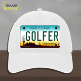 Golfer Arizona Novelty License Plate Hat Unconstructed Cotton / White