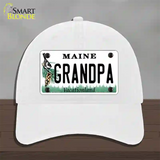 Grandpa Maine Novelty License Plate Hat Unconstructed Cotton / White