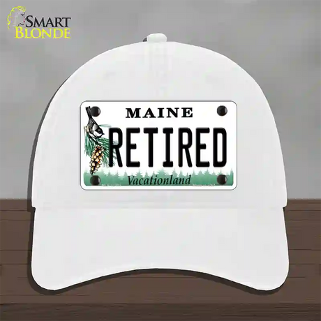 Retired Maine Novelty License Plate Hat Unconstructed Cotton / White